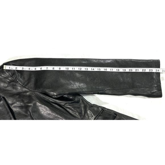 Alfani Woman 1X Black Genuine Leather Blazer Jacket Button Front Lined - Picture 4 of 7